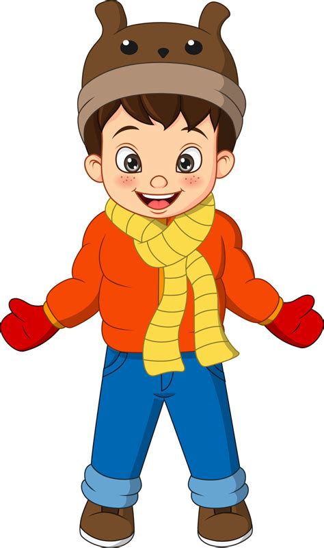 boy in winter clothes clipart